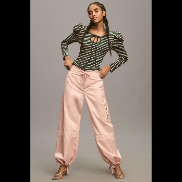 Anthropologie Porridge Puff-Sleeve Tie-Front Top - Picture 5 of 16